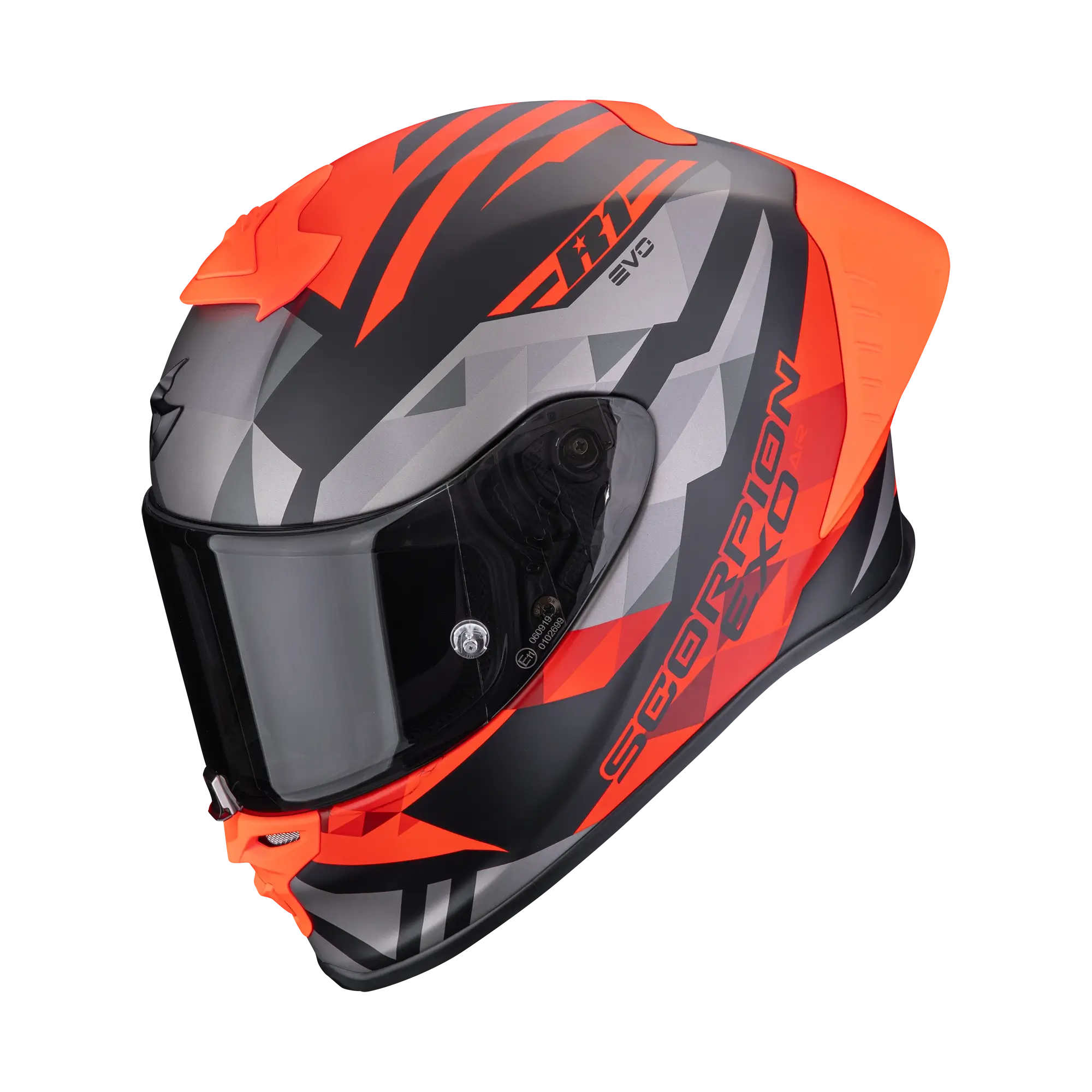 Scorpion EXO-R1 Evo II Air Valere motorhelm matt black red zijaanzicht