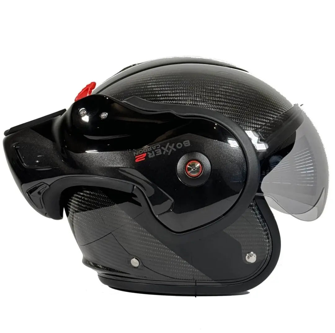 Roof Boxxer RO9 2 Carbon Wonder Black motorhelm met lichtgewicht carbon constructie en premium afwerking.