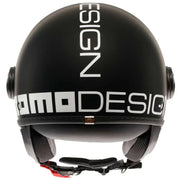 Momo FGTR Classic jethelm in Matt Black White met retro-design en ingebouwd zonnevizier.