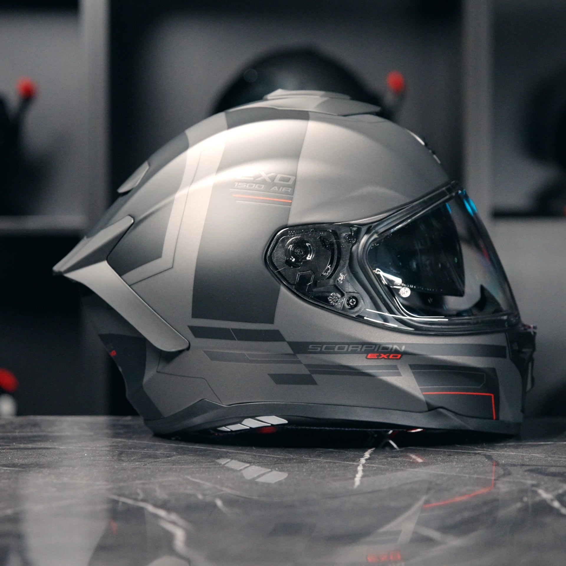 Scorpion EXO-1500 Dual Silver Matt Black Red