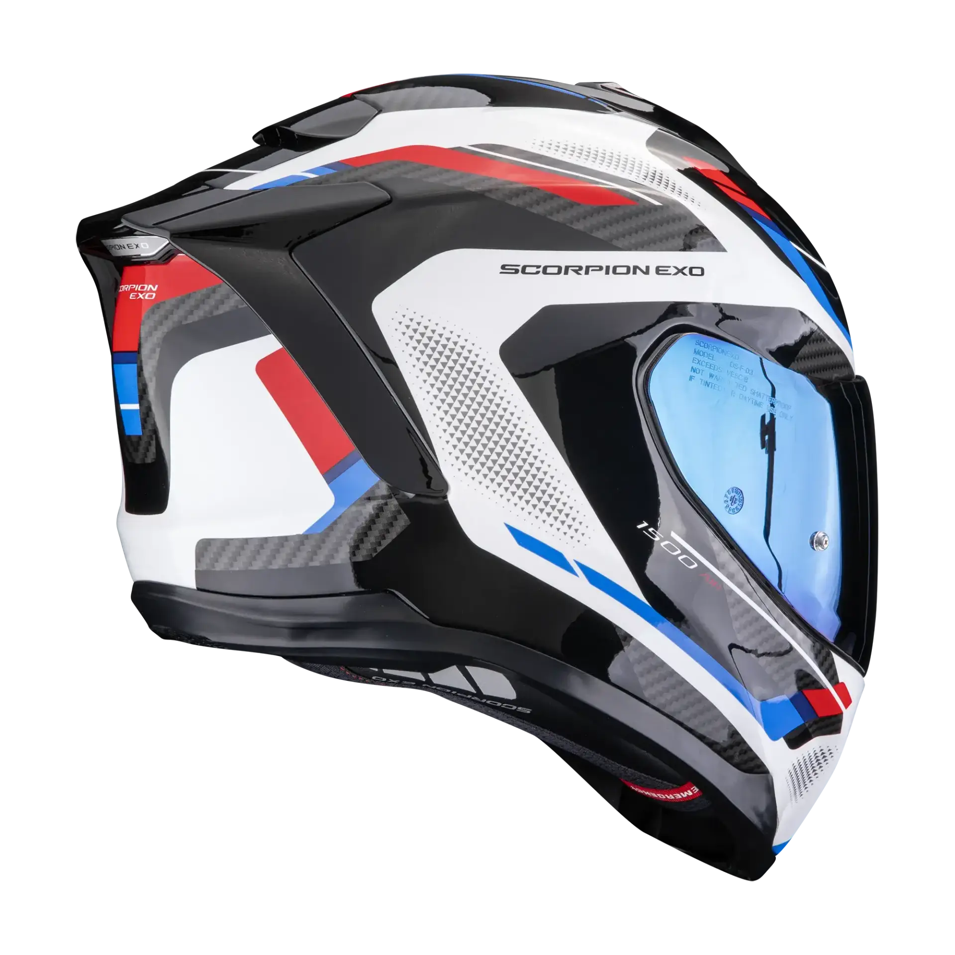 Scorpion EXO-1500 Sleek White Red Blue