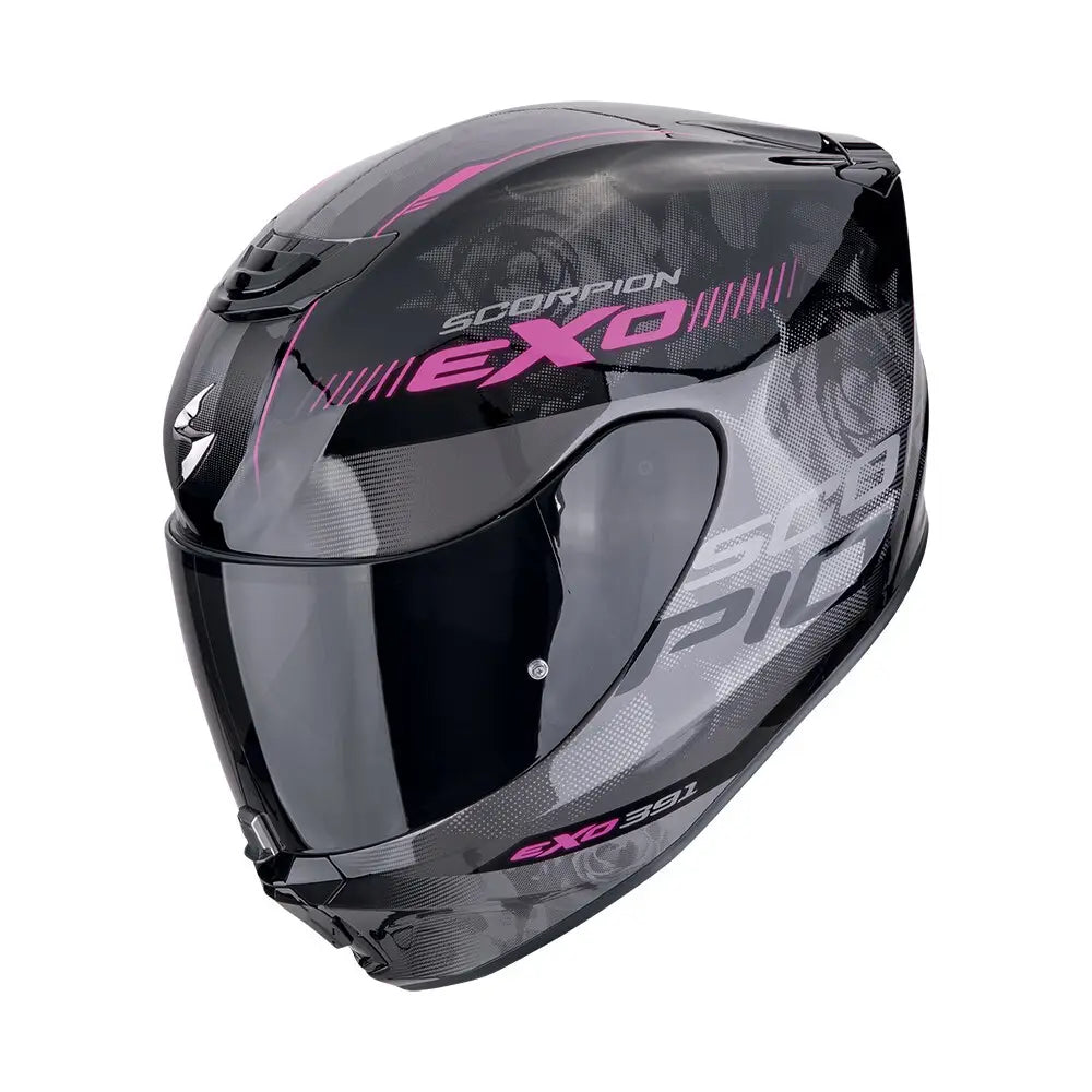 Scorpion Exo-391 Ava Black-Pink motorhelm met elegant ontwerp en geavanceerde veiligheid