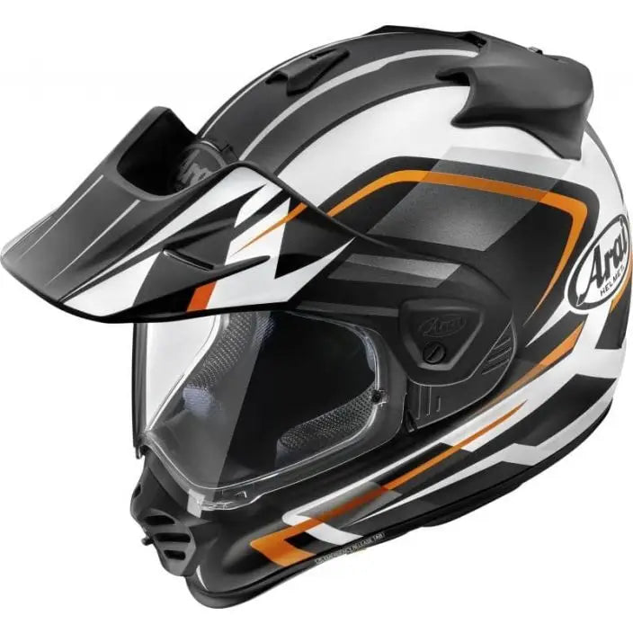 Arai Tour-X5 Discovery motorhelm in Orange Matt met verwijderbaar vizier en adventure-ready ontwerp.