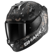 Shark Skwal i3 Hellcat motorhelm in Mat Black Chrom Anthracite met geïntegreerde LED-verlichting en stijlvol ontwerp.