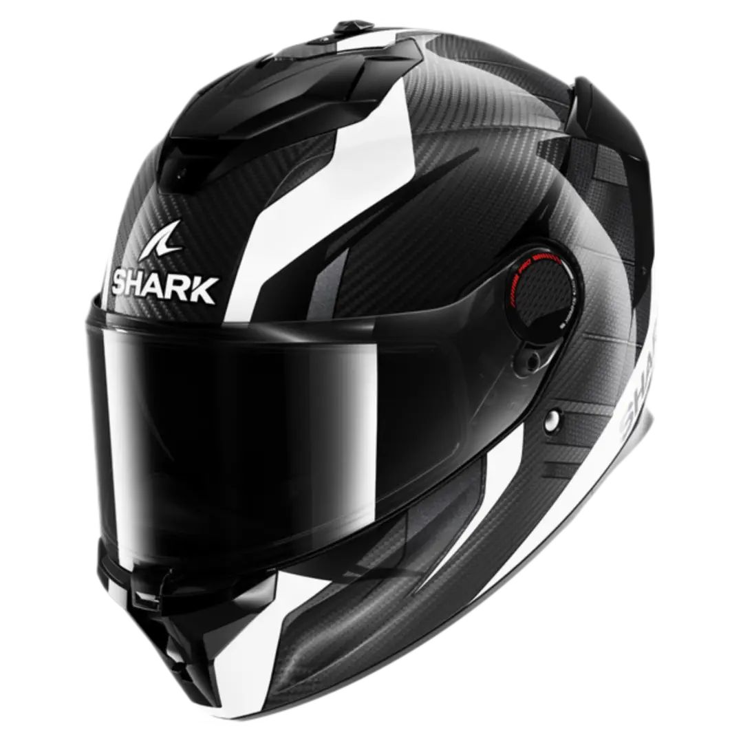 Shark Spartan GT PRO Kultram motorhelm in Carbon White Black met aerodynamisch ontwerp en premium afwerking.