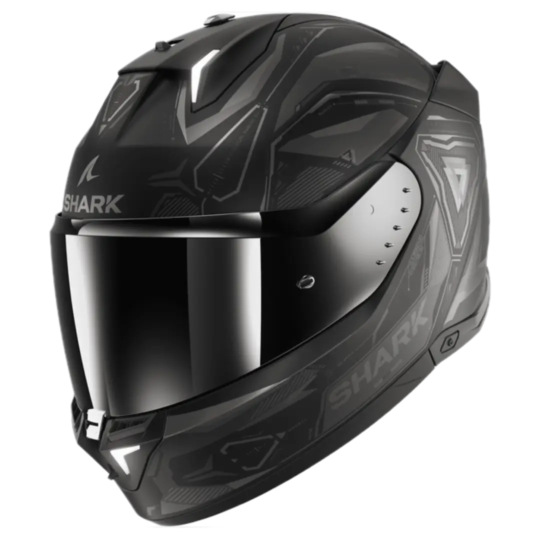 Shark Skwal i3 Linik motorhelm in Mat Black Anthracite met LED-verlichting en strak, modern ontwerp.
