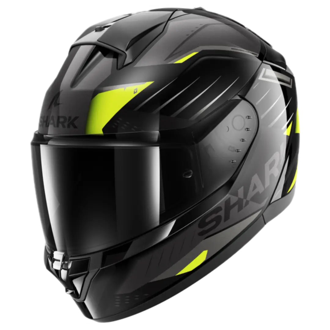 Shark Ridill 2 Bersek motorhelm in Black Green Anthracite met modern design en geïntegreerd zonnevizier.