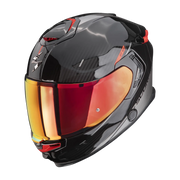 Scorpion EXO-GT SP Air Asphalt Black Silver motorhelm met rood vizier, vooraanzicht