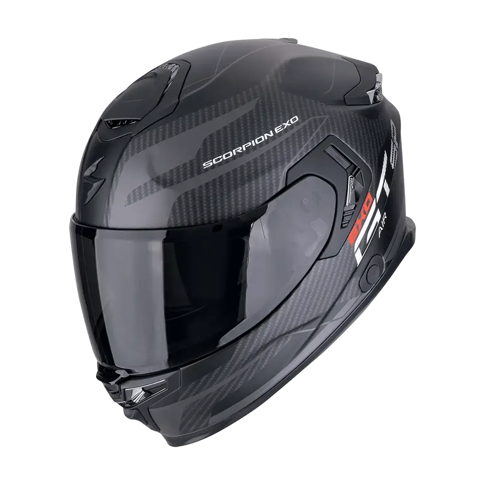 Scorpion EXO-GT SP Air Flex Matt Black Silver motorhelm met sportief design en donker vizier