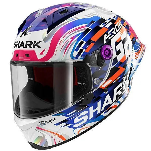 Shark Aeron-GP Replica Zarco GP de France motorhelm met exclusief design en carbonvezel constructie.
